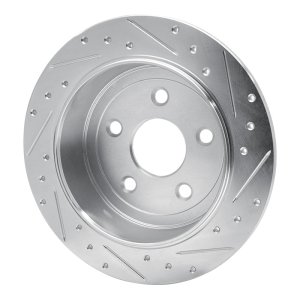 Jeep Wrangler Brake Rotor (1) - Rear Left - R1 Concepts - Drilled & Slotted - Silver - `07-`18